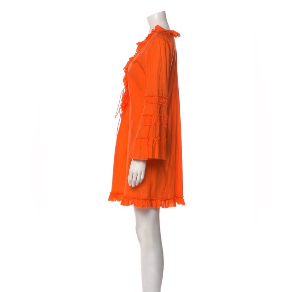 Anya Hindmarch - Orange Ruffled Beach Coverup Dress - 100% Cotton - size Large - Picture 2 of 16